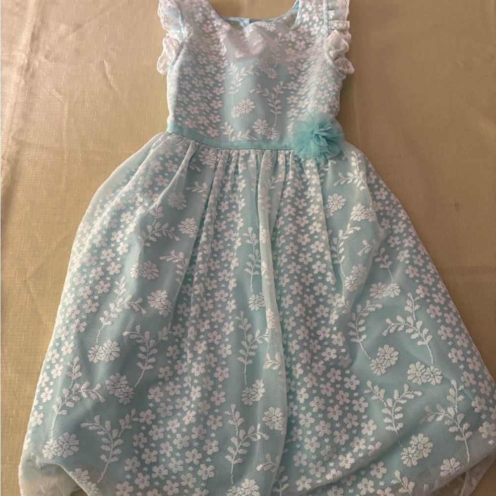 Jona Michelle Light Blue Dress with Lace Accents